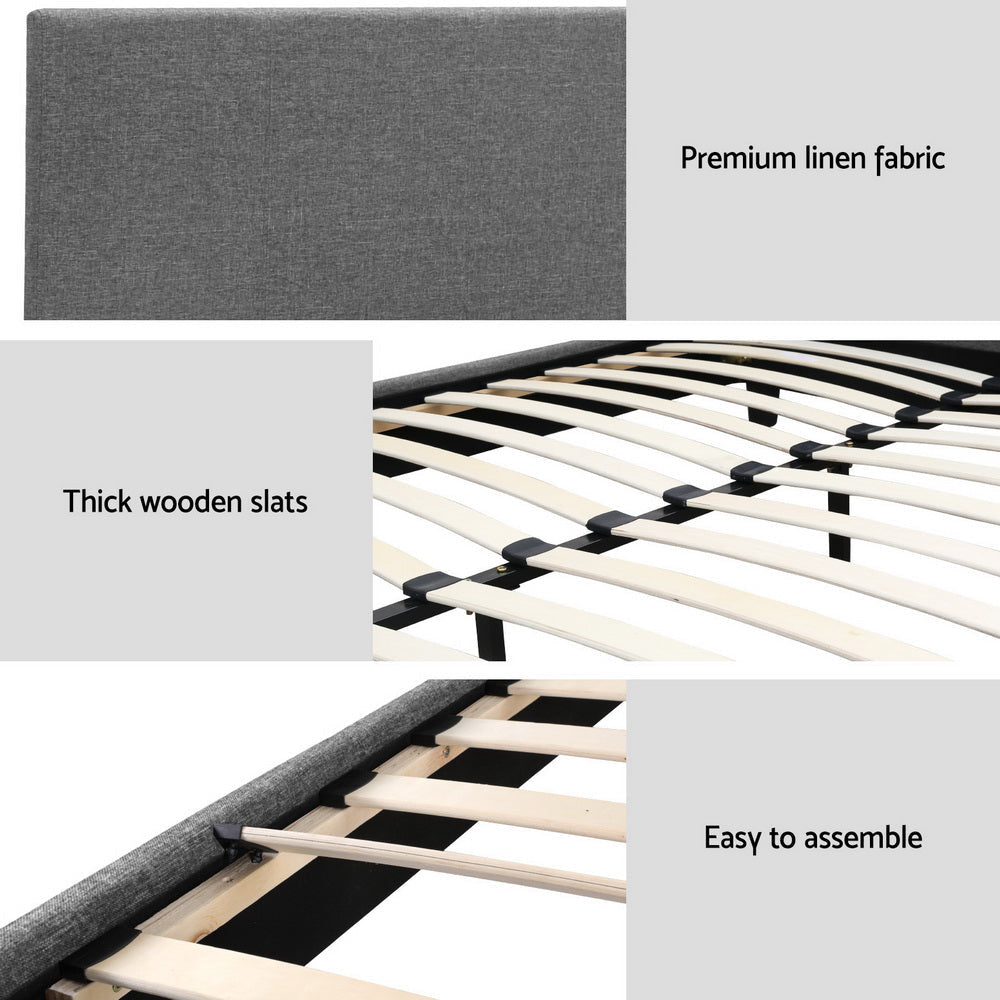 Neo Bed Frame Fabric - Grey Double Fast shipping On sale