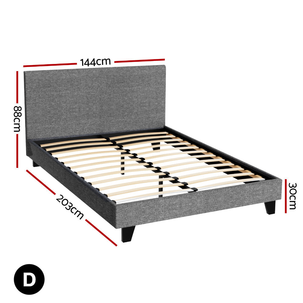 Neo Bed Frame Fabric - Grey Double Fast shipping On sale