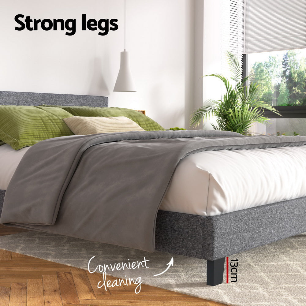 Neo Bed Frame Fabric - Grey Double Fast shipping On sale