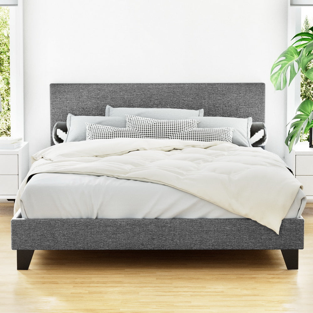 Neo Bed Frame Fabric - Grey Double Fast shipping On sale