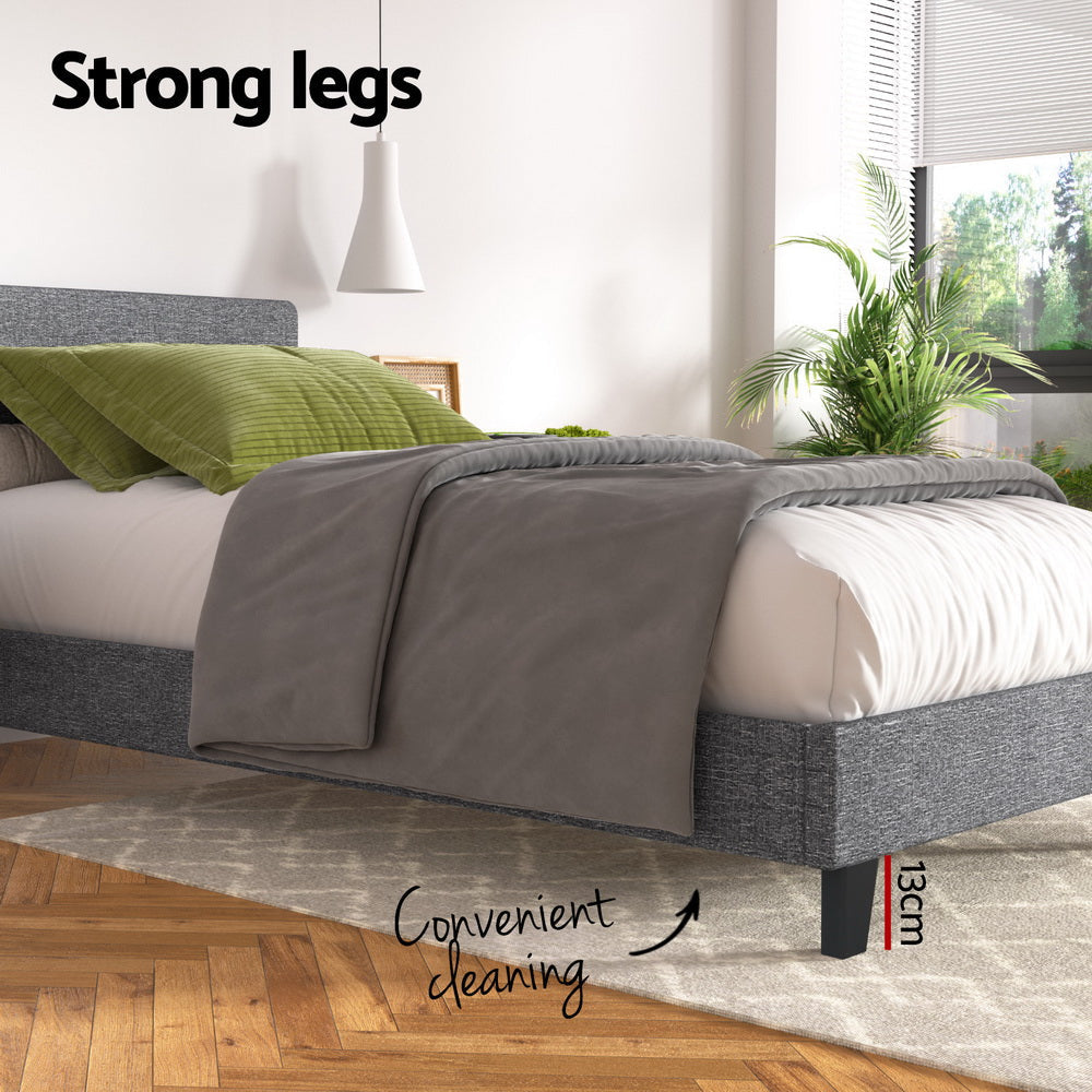 Neo Bed Frame Fabric - Grey King Single Fast shipping On sale
