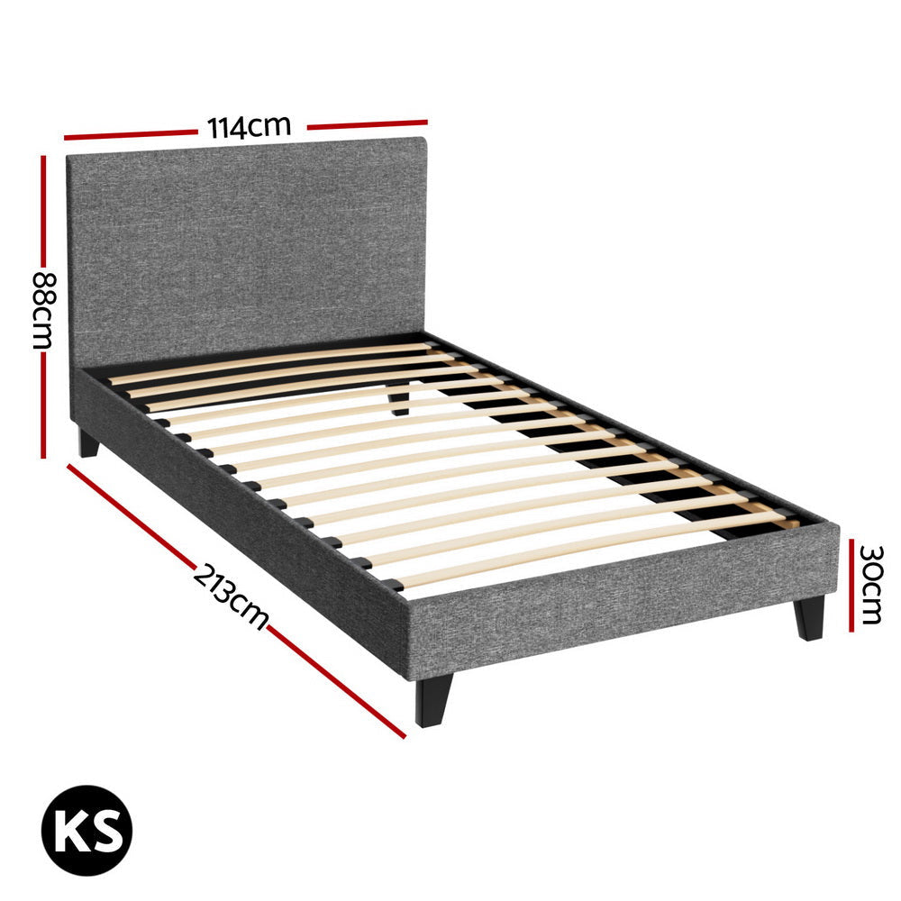 Neo Bed Frame Fabric - Grey King Single Fast shipping On sale