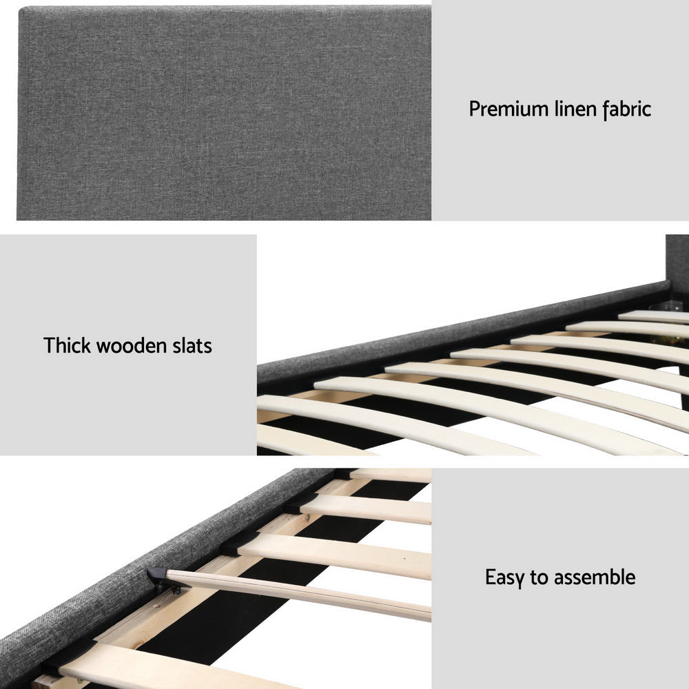 Neo Bed Frame Fabric - Grey King Single Fast shipping On sale