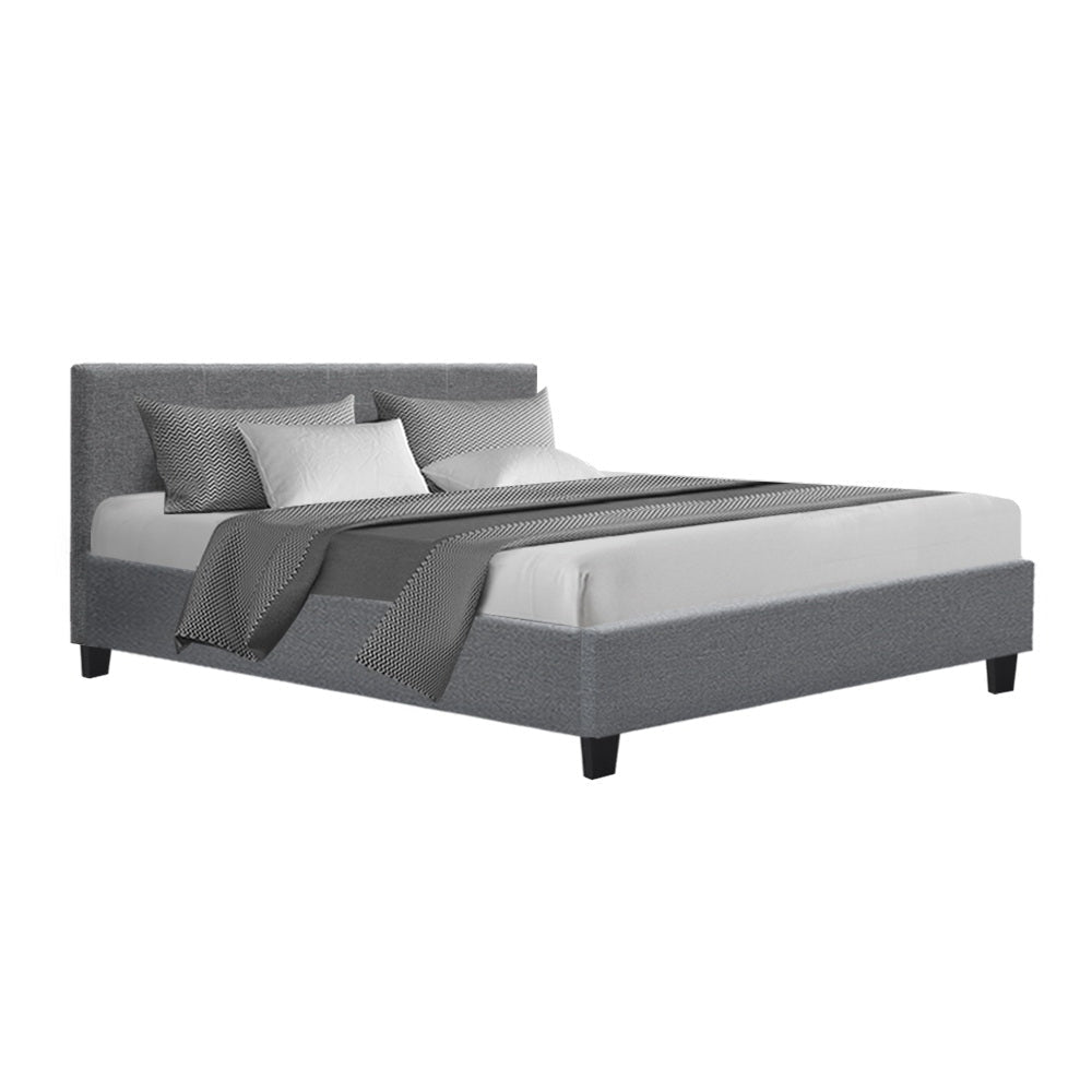 Neo Bed Frame Fabric - Grey Queen Fast shipping On sale