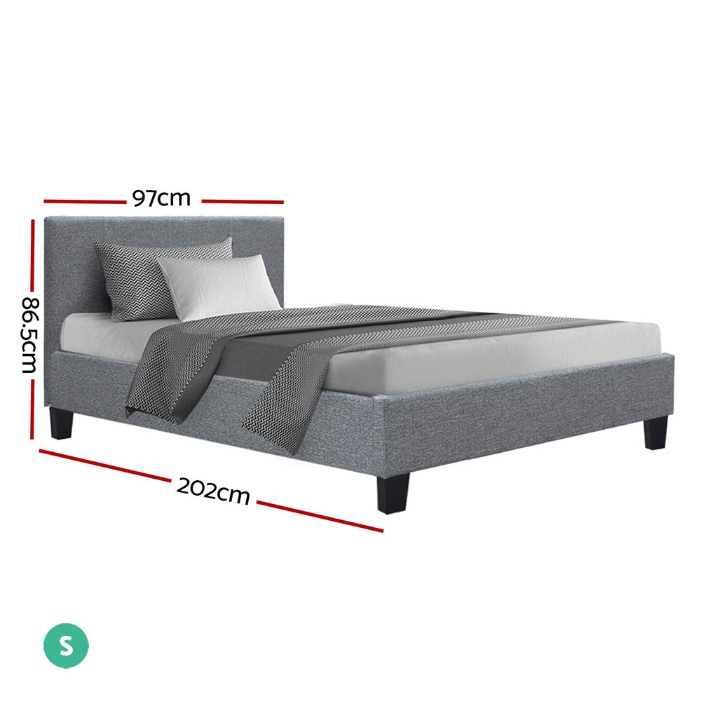 Neo Bed Frame Fabric - Grey Single Fast shipping On sale