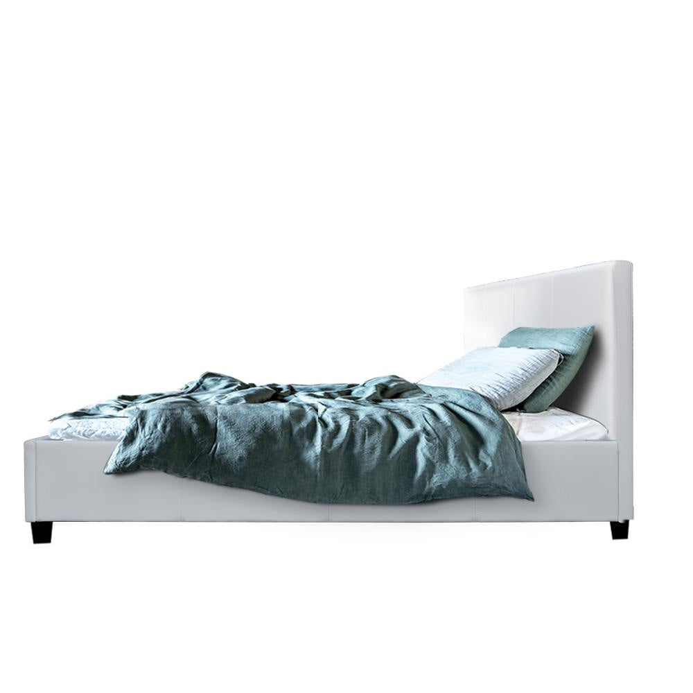 Neo Bed Frame PU Leather - White King Single Fast shipping On sale