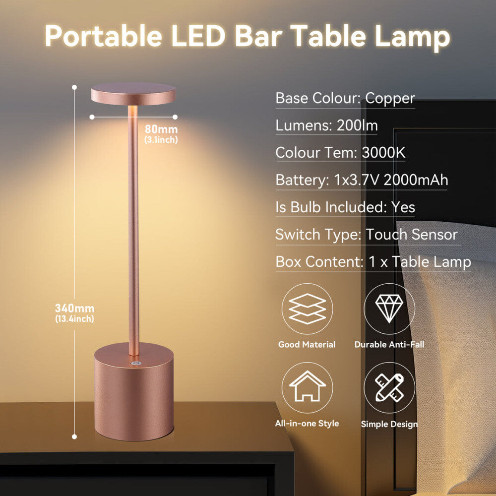 Neona Portable LED Kitchen Bar Single Pendant Light - Copper Table Lamp Fast shipping On sale