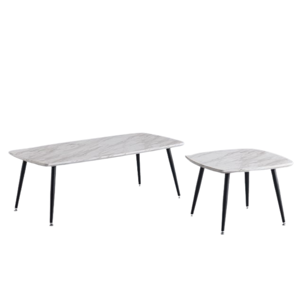 Set Of 2 Nesting Coffee Table Faux Marble Black/White Fast shipping On sale