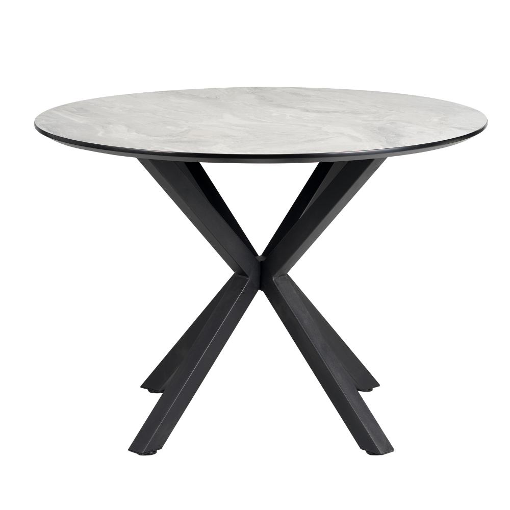 Nevya Wooden Laminated Round Kitchen Dining Table Marble Effect 110cm Grey Cloud Fast shipping On sale