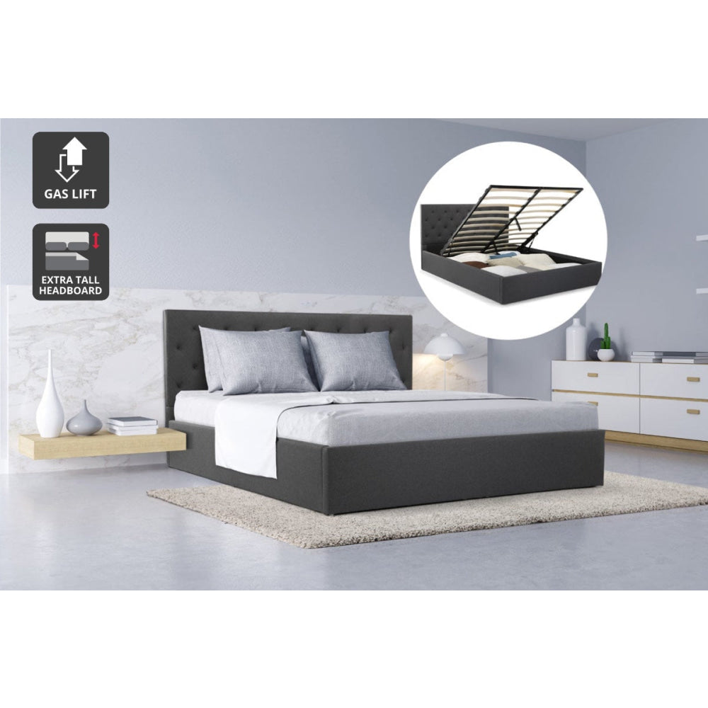 Newport Gas Lift Storage Bed Frame Queen Size Charcoal Fast shipping On sale