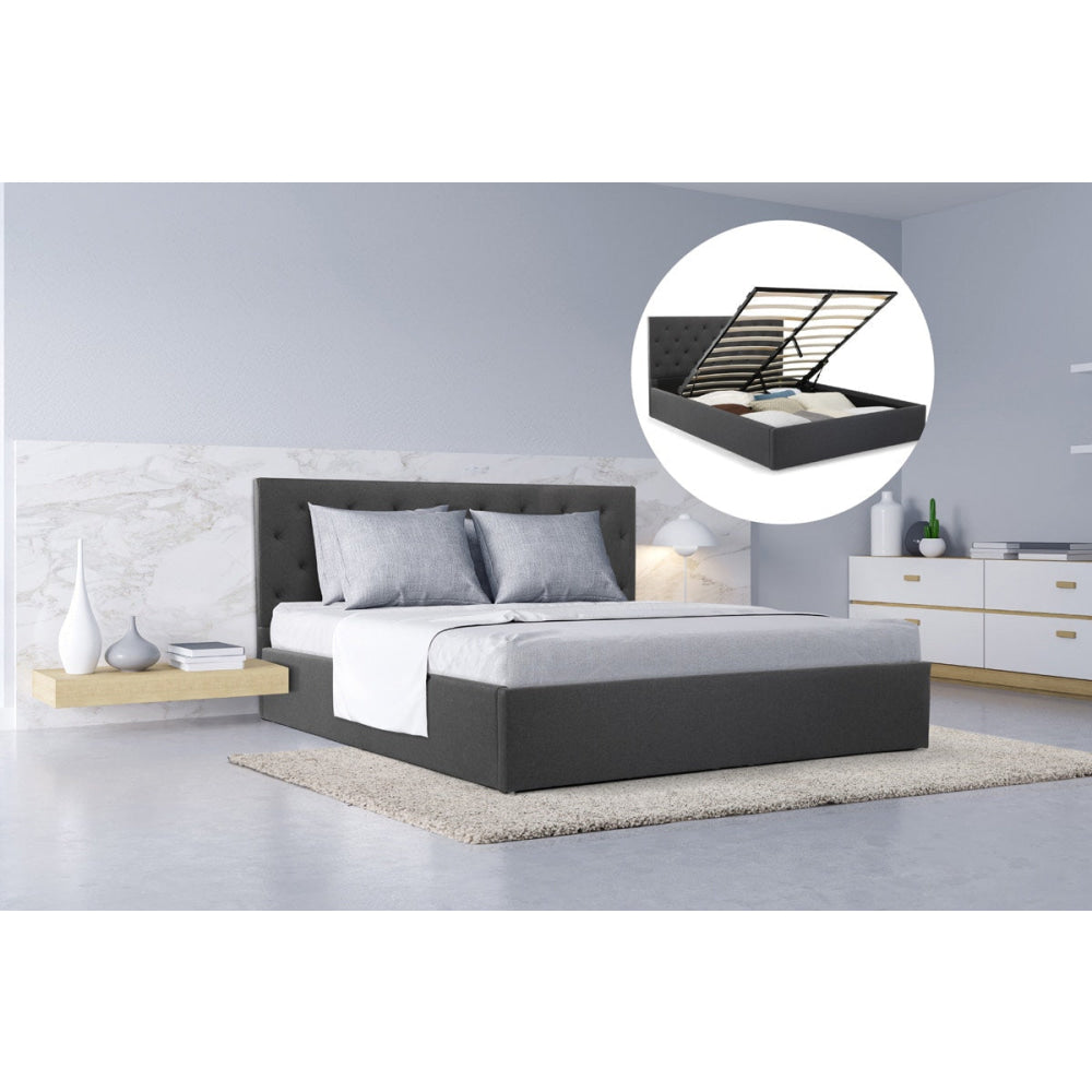 Newport Gas Lift Storage Bed Frame Queen Size Charcoal Fast shipping On sale