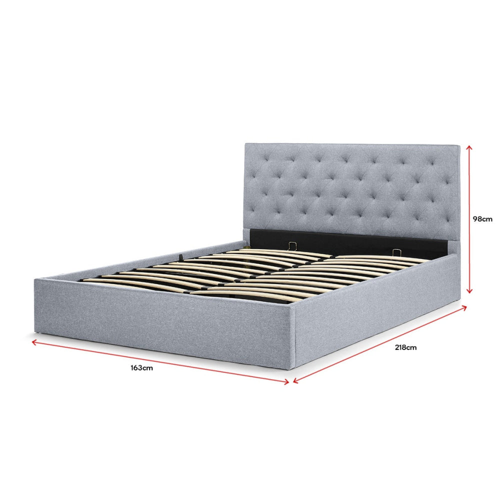 Newport Gas Lift Storage Bed Frame Queen Size Pewter Grey Fast shipping On sale