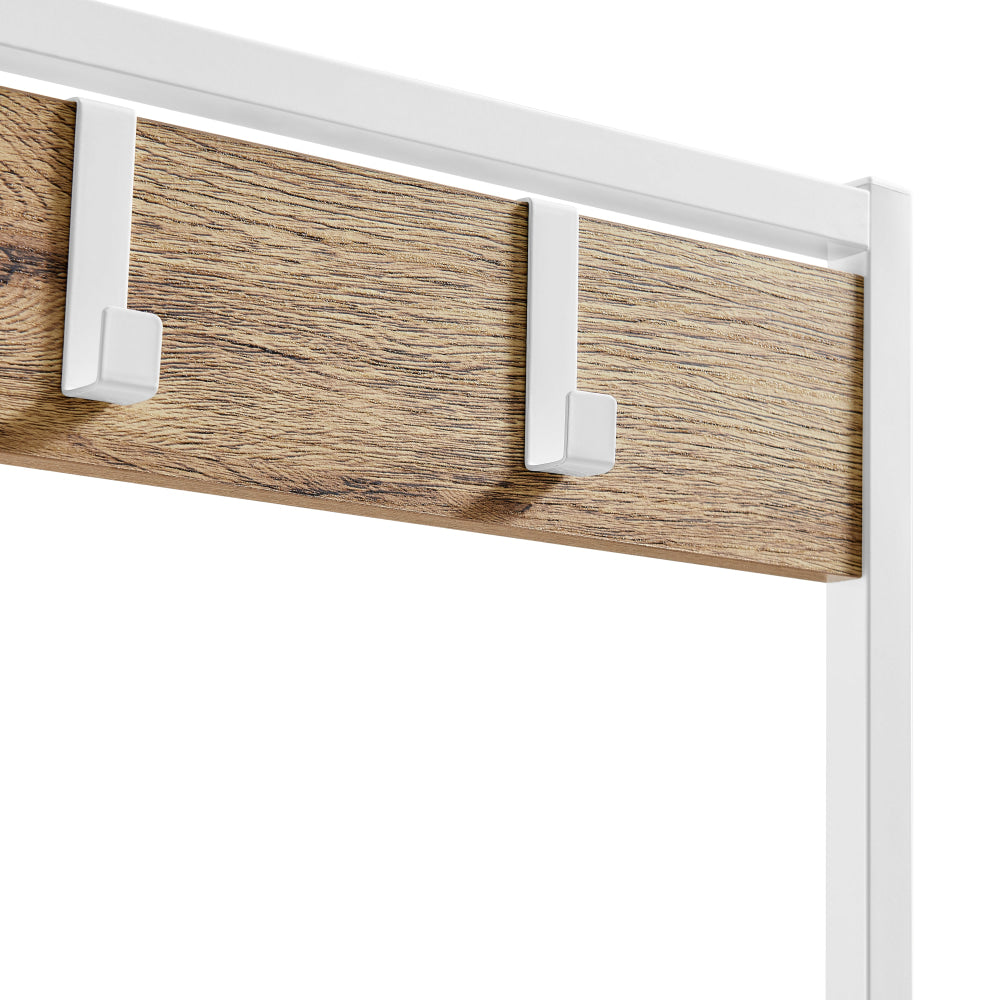 Nico Industrial Hall Tree Coat Rack 3-Tier Hallway Shoe Bench Cabinet - Oak/White Fast shipping On sale
