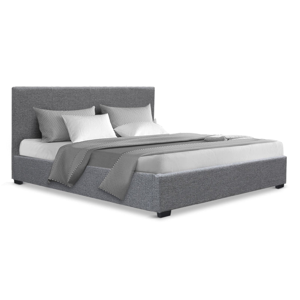Nino Bed Frame Fabric - Grey Double Fast shipping On sale