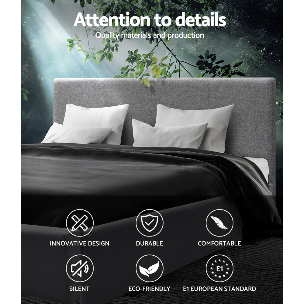 Nino Bed Frame Fabric - Grey Double Fast shipping On sale