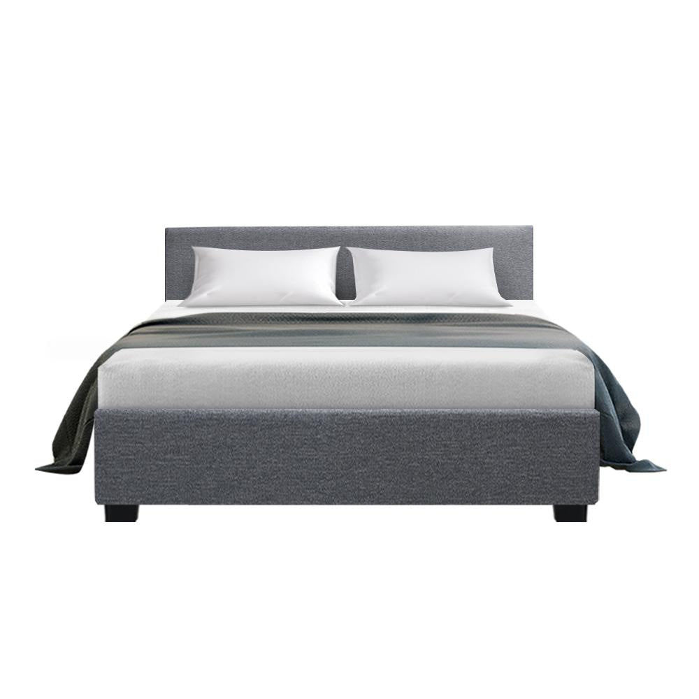 Nino Bed Frame Fabric - Grey Double Fast shipping On sale