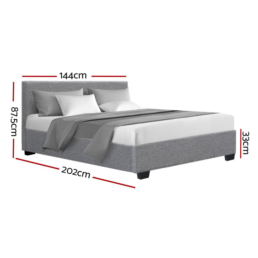 Nino Bed Frame Fabric - Grey Double Fast shipping On sale