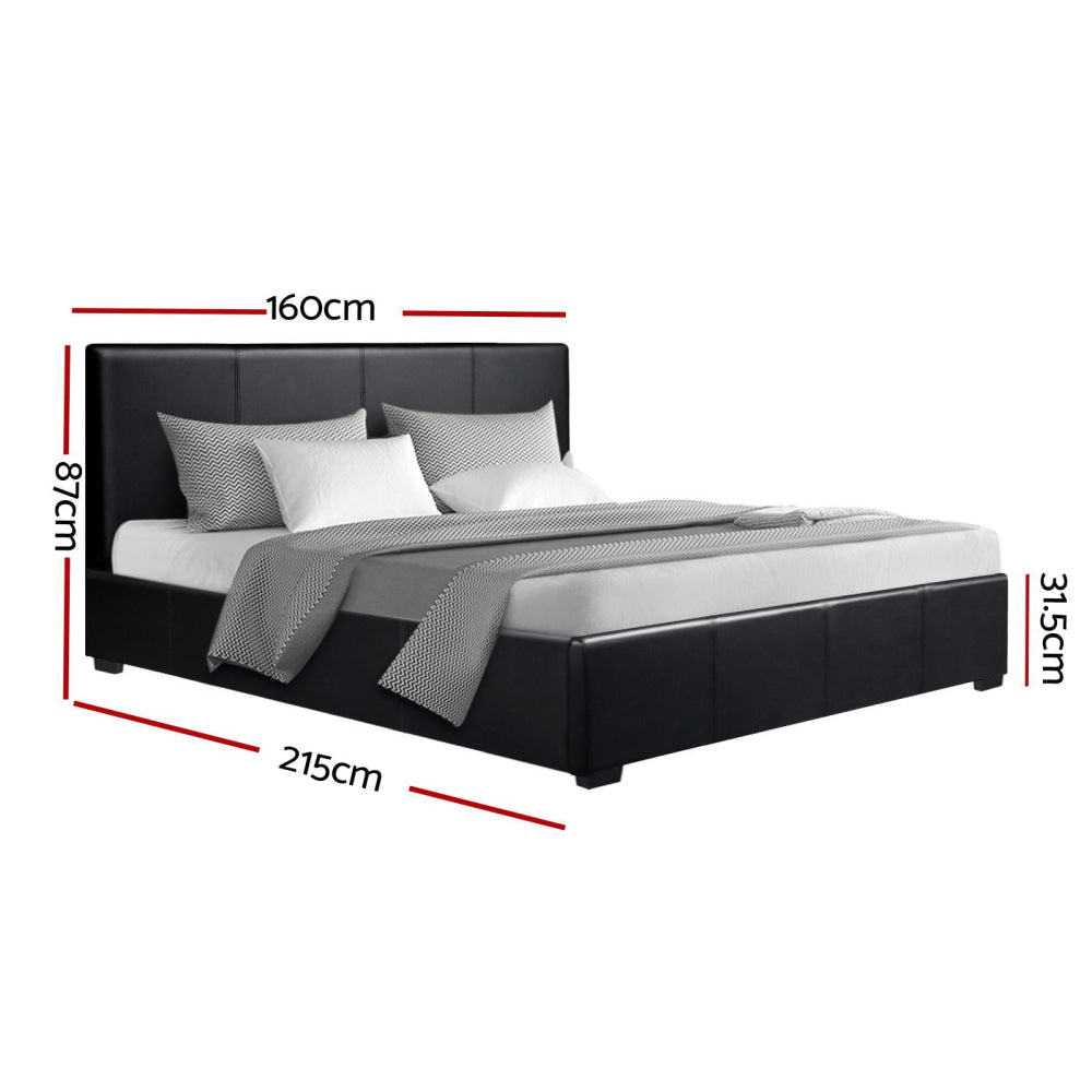 Nino Bed Frame PU Leather - Black Queen Fast shipping On sale
