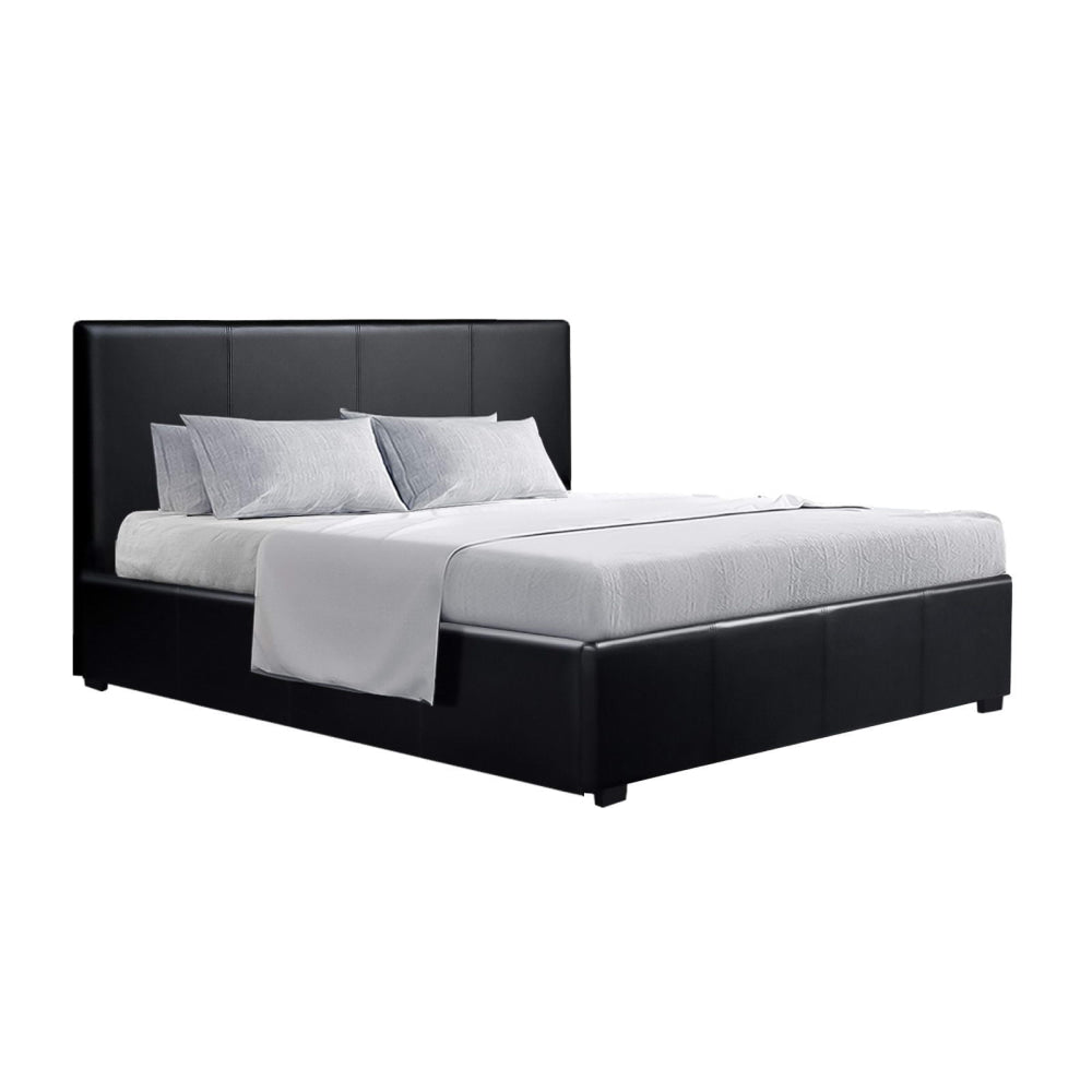 Nino Bed Frame PU Leather - Black Queen Fast shipping On sale