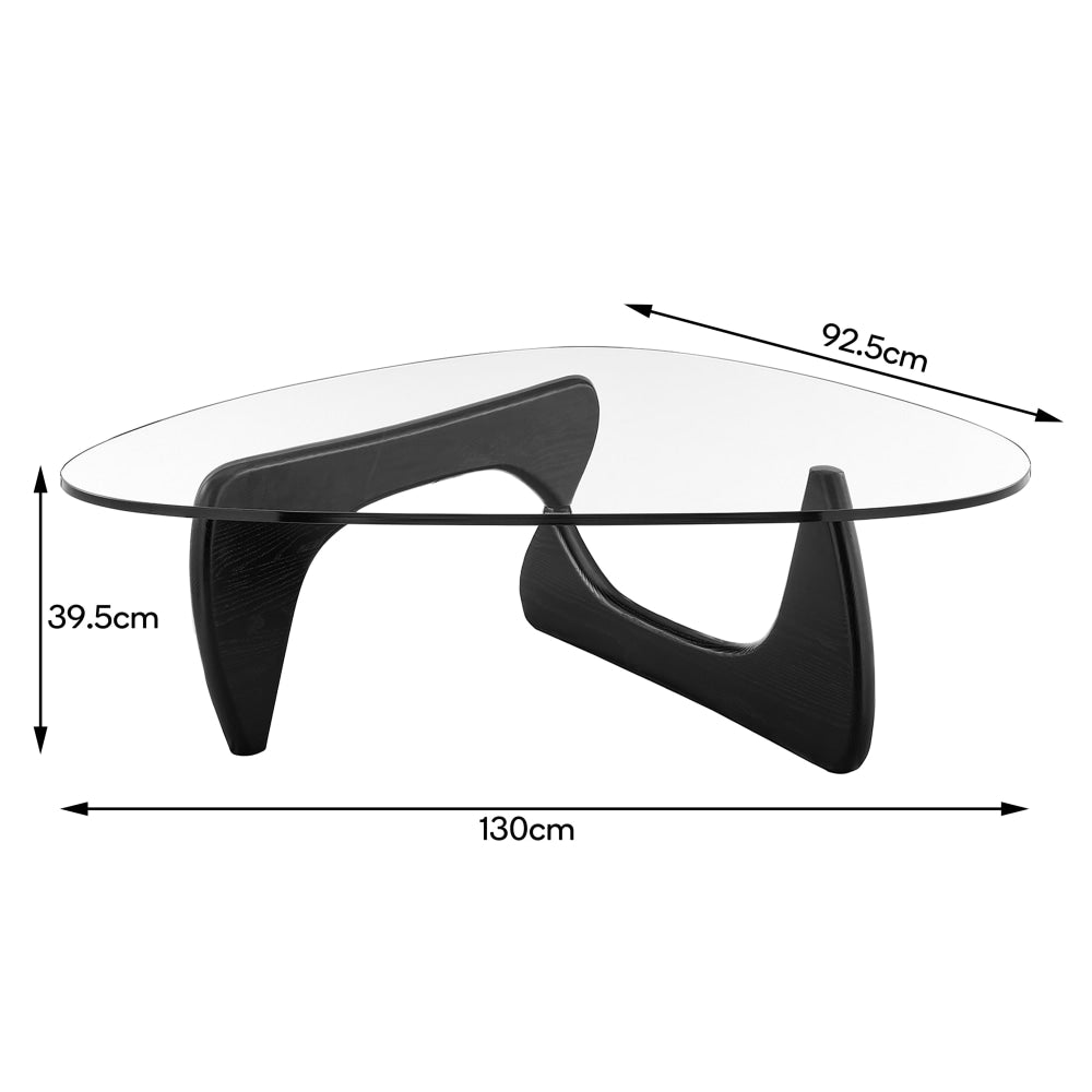 Noguchi Coffee Table Replica Glass Top Wooden Base Black Fast shipping On sale