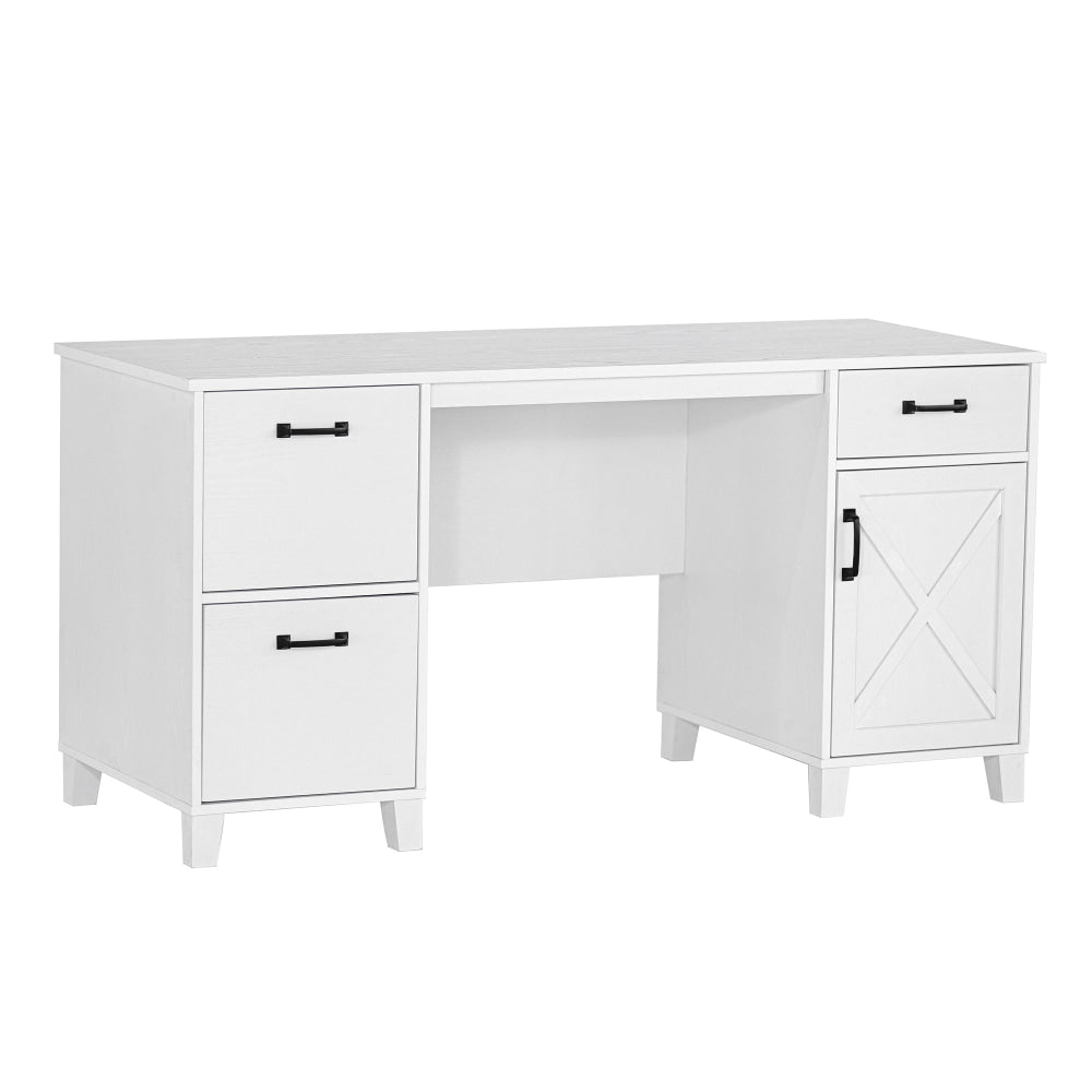 Nonu Farmhouse Executive Home Office Computer Working Desk White Oak Fast shipping On sale