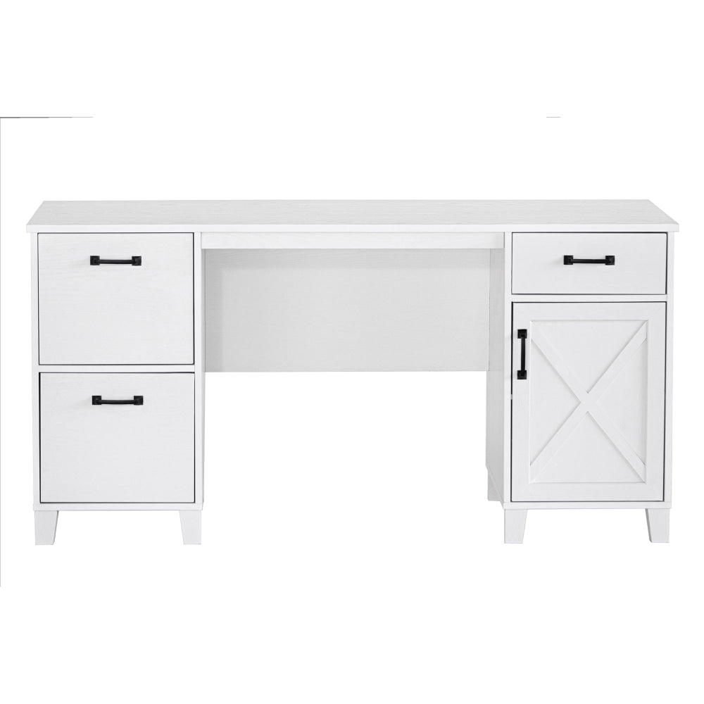 Nonu Farmhouse Executive Home Office Computer Working Desk White Oak Fast shipping On sale