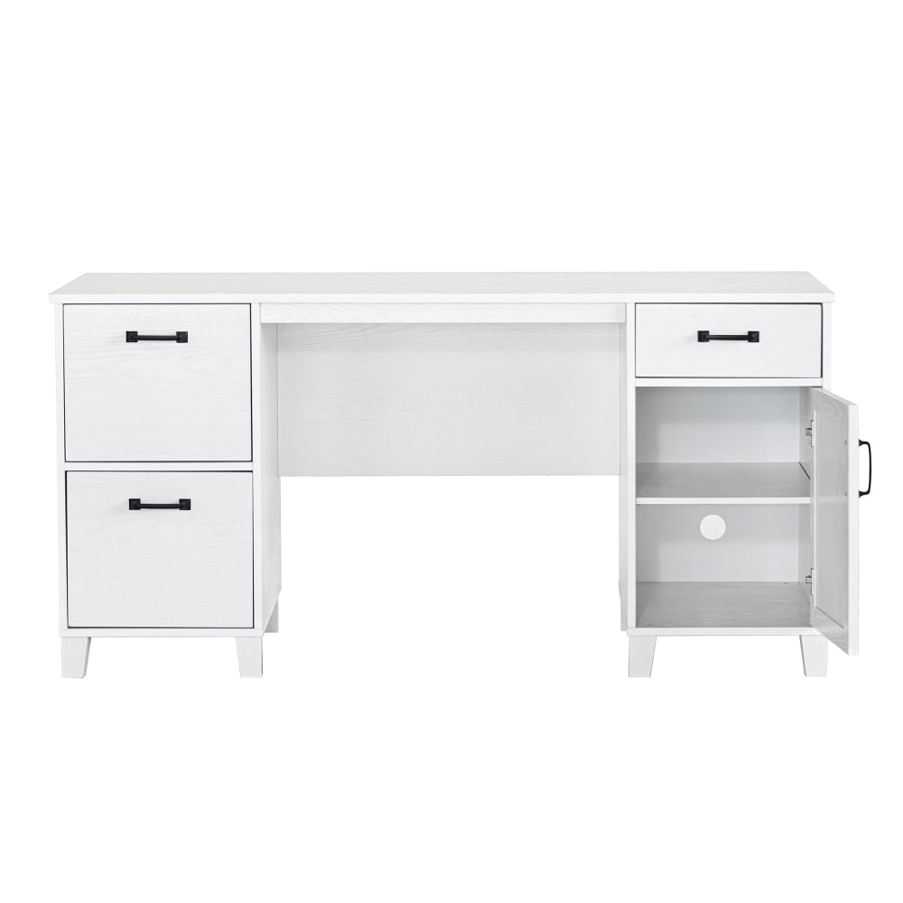 Nonu Farmhouse Executive Home Office Computer Working Desk White Oak Fast shipping On sale