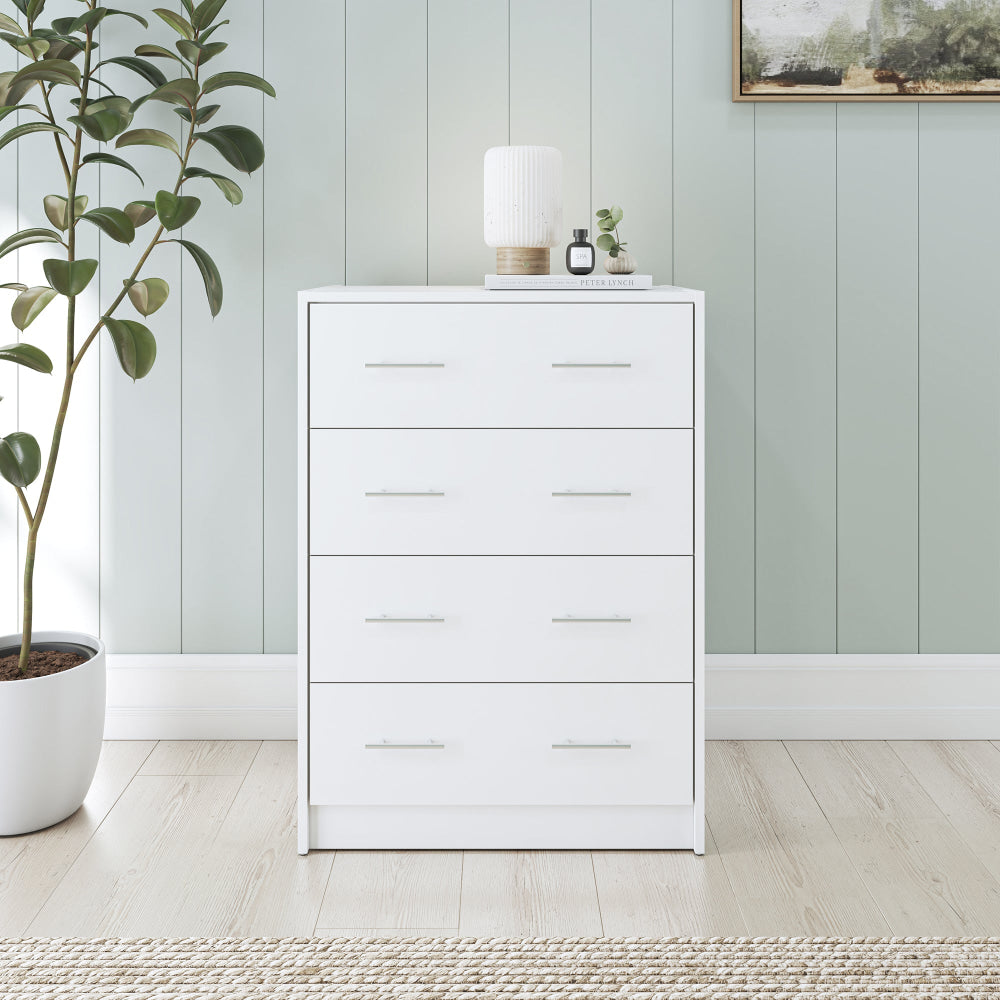 Nova Chest of 4-Drawer Tallboy Storage Cabinet - White Of Drawers Fast shipping On sale