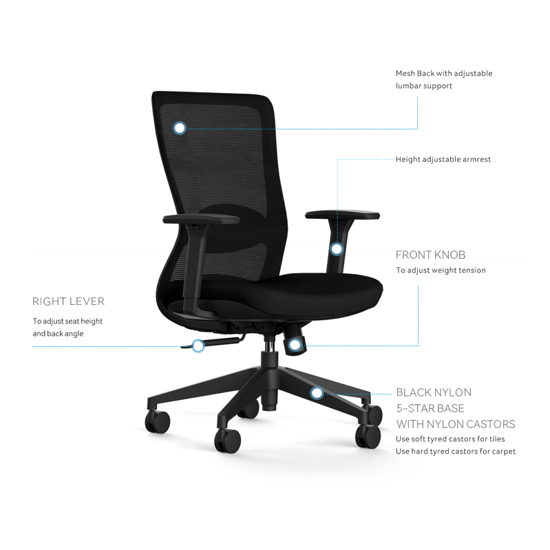 Nova Mesh Back Fabric Seat Executive Computer Office Working Chair Black Fast shipping On sale