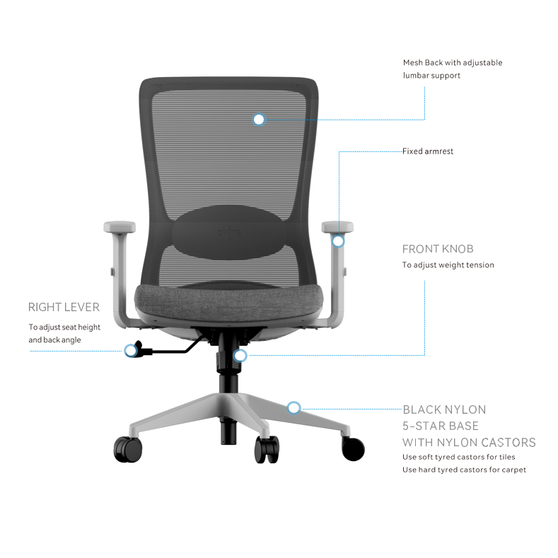 Nova Mesh Back Fabric Seat Executive Computer Office Working Chair Black White Fast shipping On sale