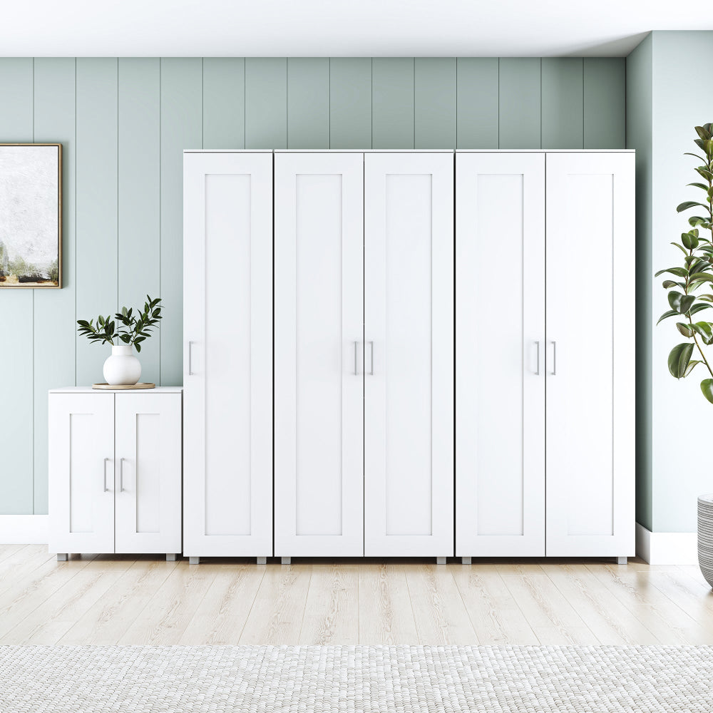 Nova Multi-Purpose 2-Door Broom Cupboard Storage Cabinet - White Fast shipping On sale