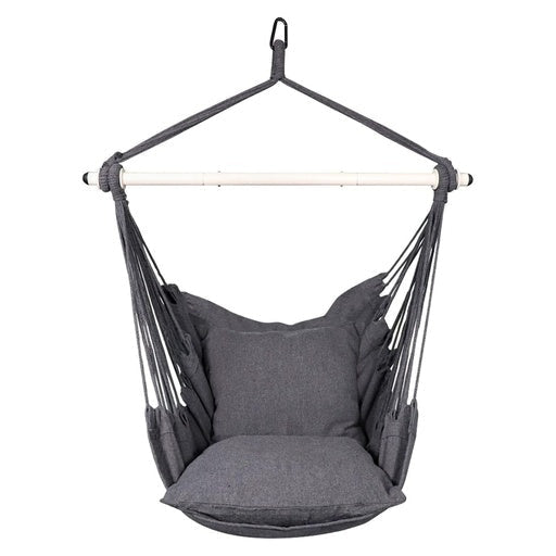 NOVEDEN Hammock Chair Swing with Cushion and Pillow Weather-Resistant Easy Assembly 360° Rotation Sturdy Dark Grey Outdoor Furniture Fast