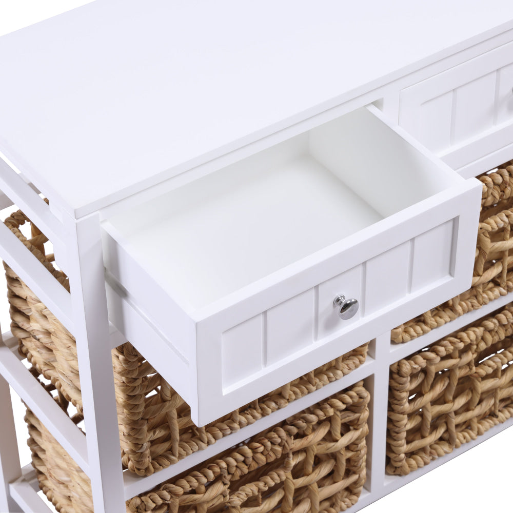 Novena Sideboard Buffet Unit Storage Cabinet 1 - Door 3 - Woven Baskets White & Fast shipping On sale