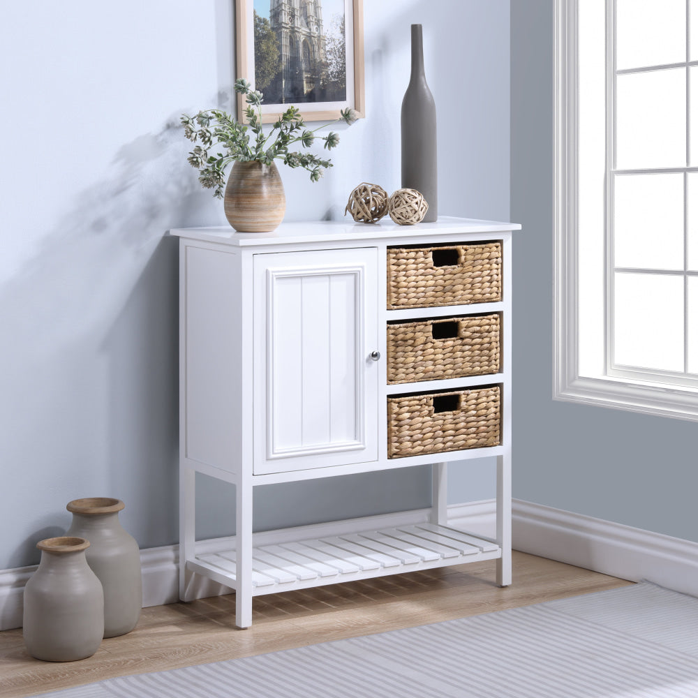 Novena Sideboard Buffet Unit Storage Cabinet 1 - Door 3 - Woven Baskets White & Fast shipping On sale