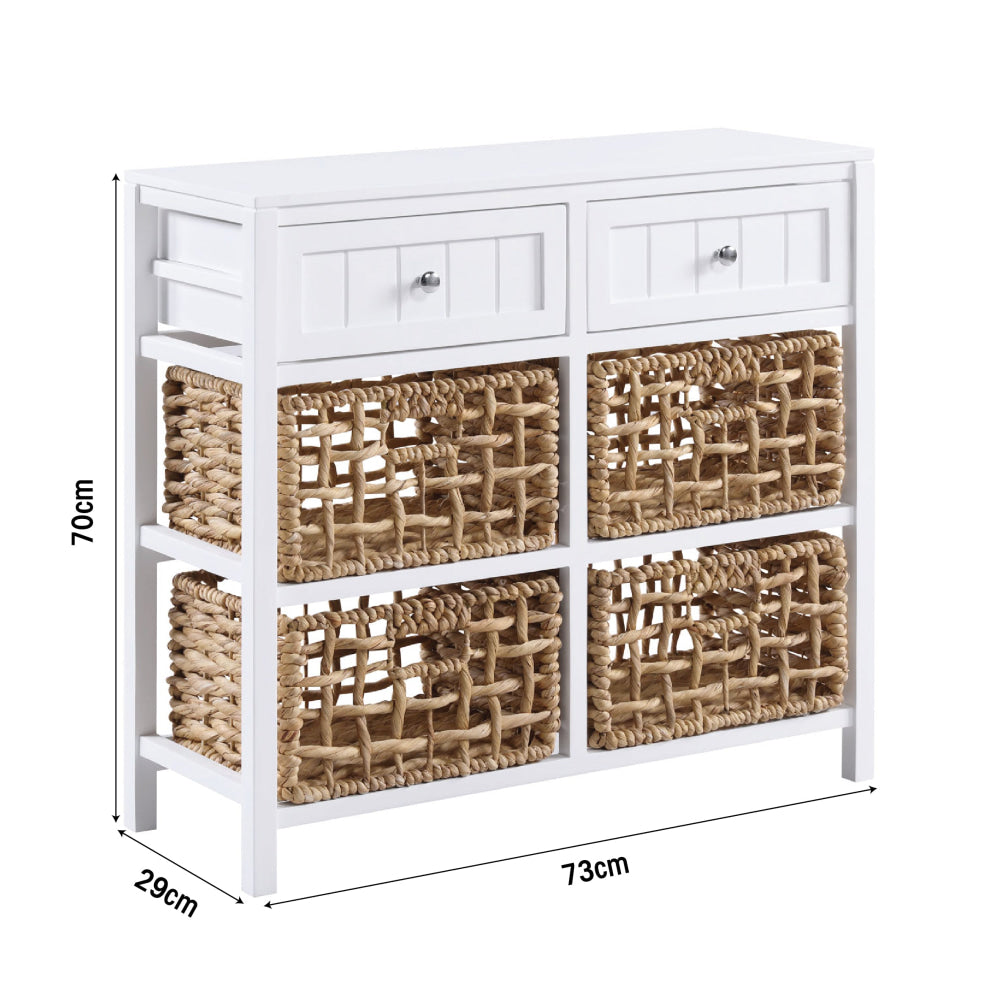 Novena Sideboard Buffet Unit Storage Cabinet 2-Drawers 4-Woven Baskets White & Fast shipping On sale