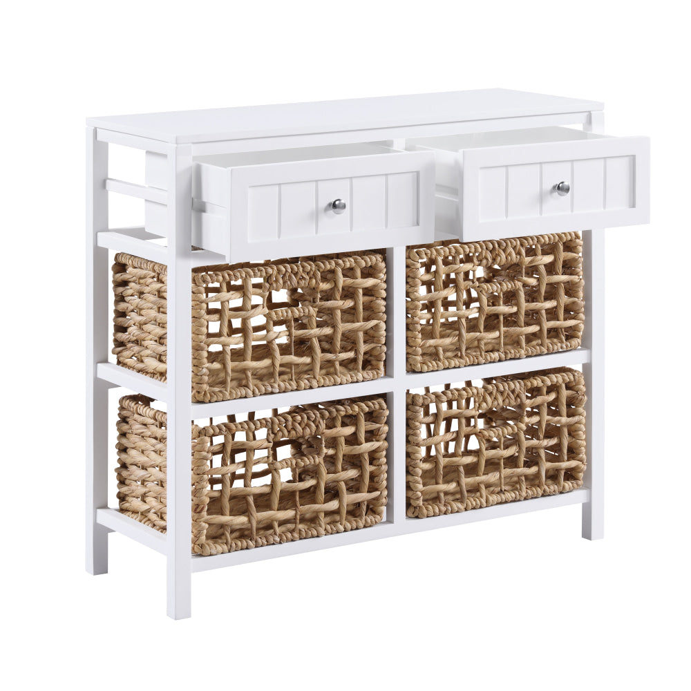 Novena Sideboard Buffet Unit Storage Cabinet 2-Drawers 4-Woven Baskets White & Fast shipping On sale