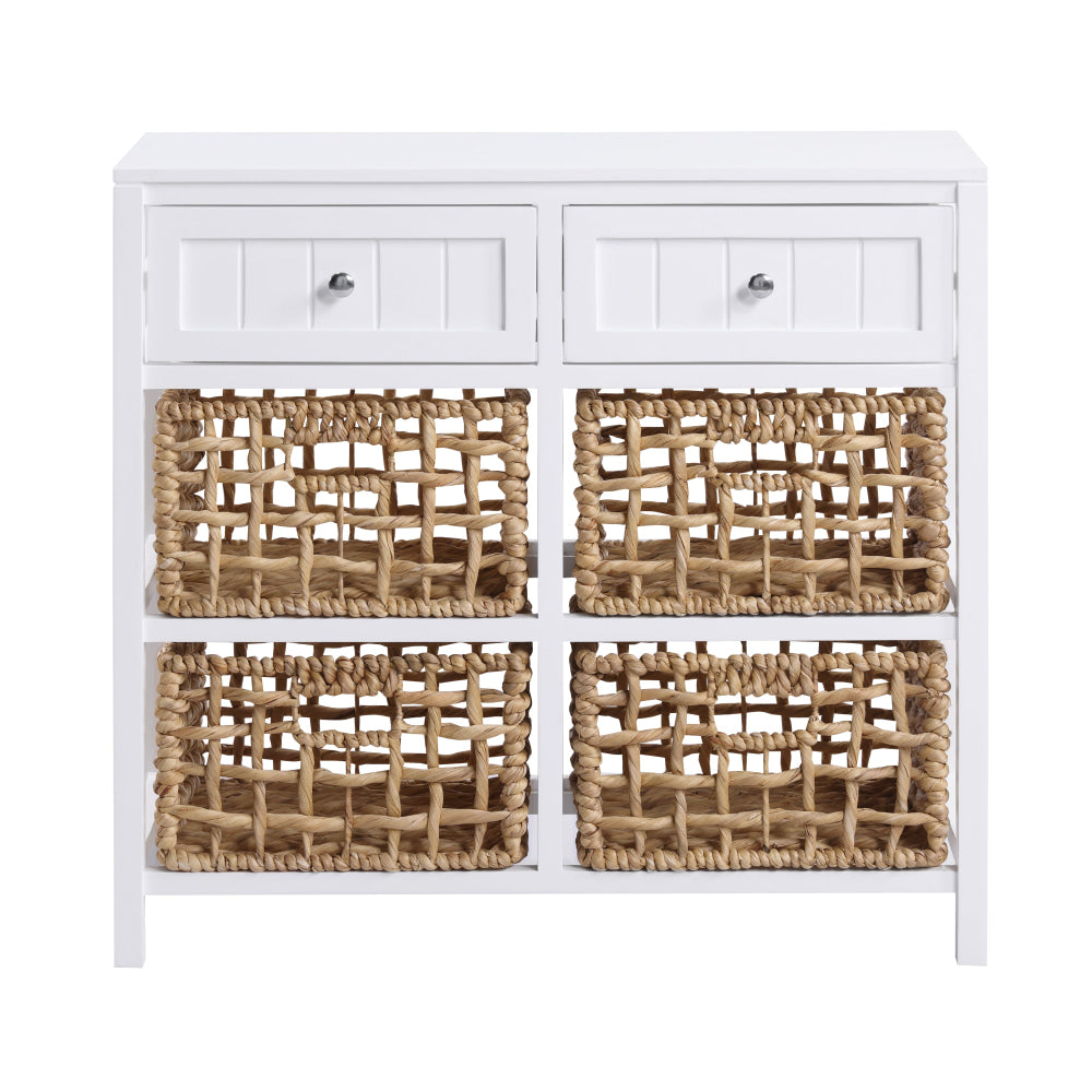 Novena Sideboard Buffet Unit Storage Cabinet 2-Drawers 4-Woven Baskets White & Fast shipping On sale