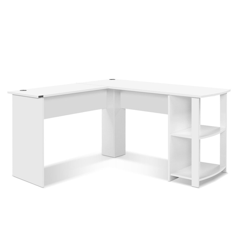 Office Computer Desk Corner Student Study Table Workstation L-Shape Shelf White Fast shipping On sale