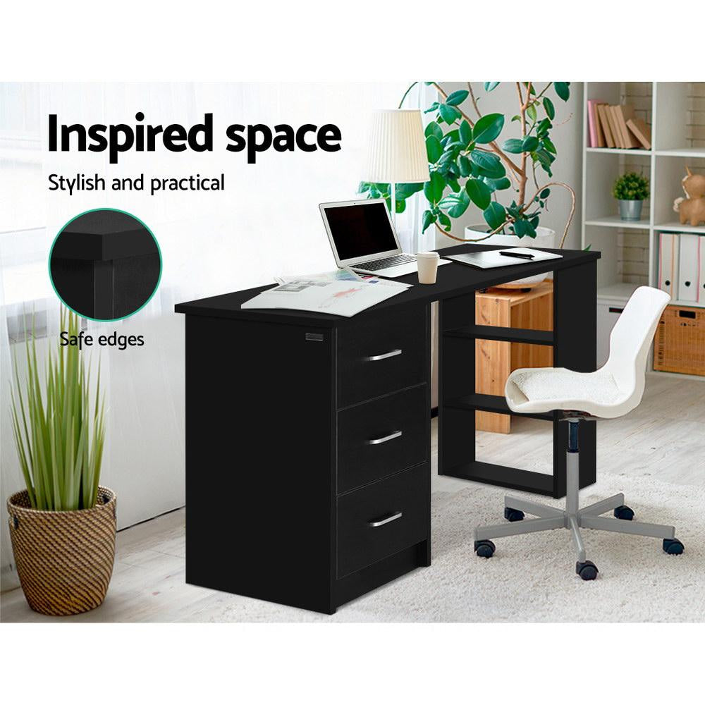 Office Computer Desk Student Study Table Workstation 3 Drawers 120cm Black Fast shipping On sale