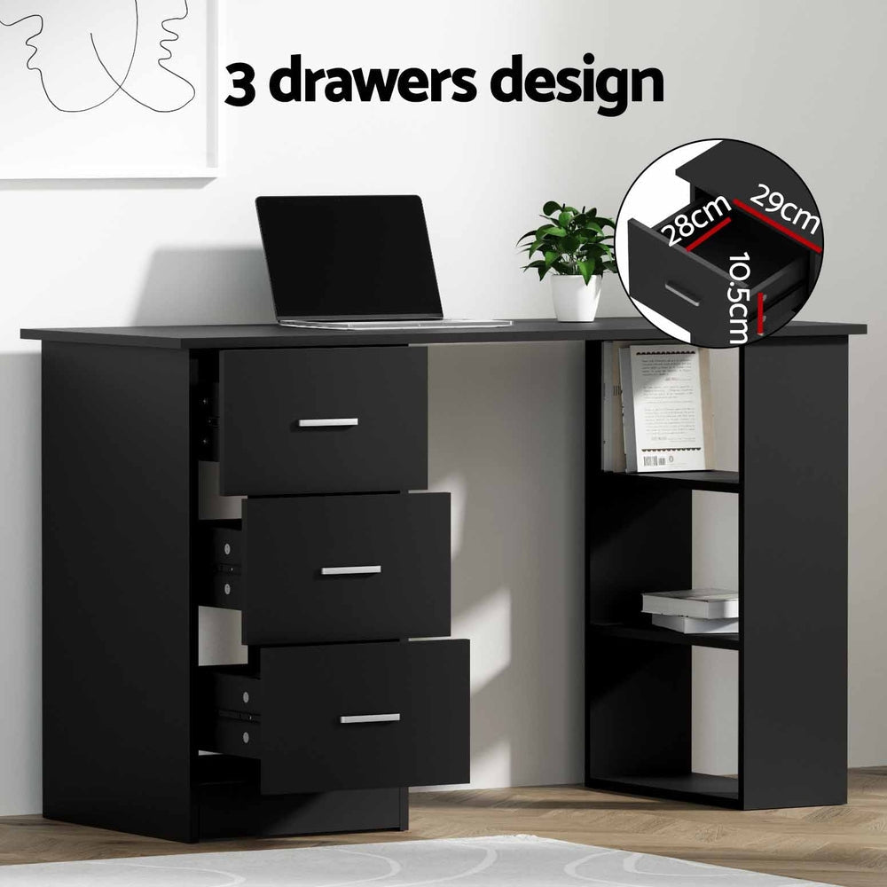 Office Computer Desk Student Study Table Workstation 3 Drawers 120cm Black Fast shipping On sale