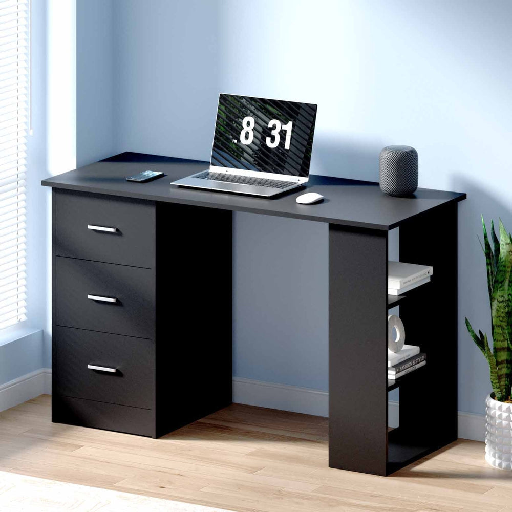 Office Computer Desk Student Study Table Workstation 3 Drawers 120cm Black Fast shipping On sale