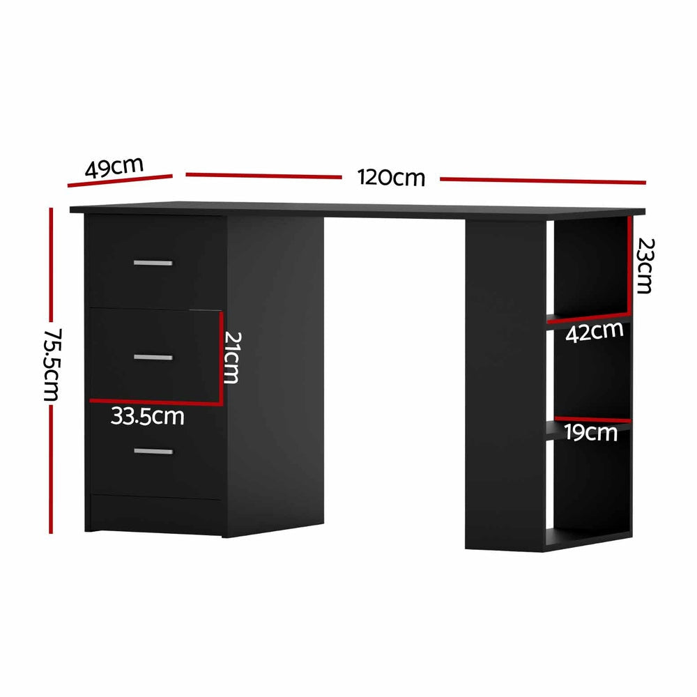 Office Computer Desk Student Study Table Workstation 3 Drawers 120cm Black Fast shipping On sale