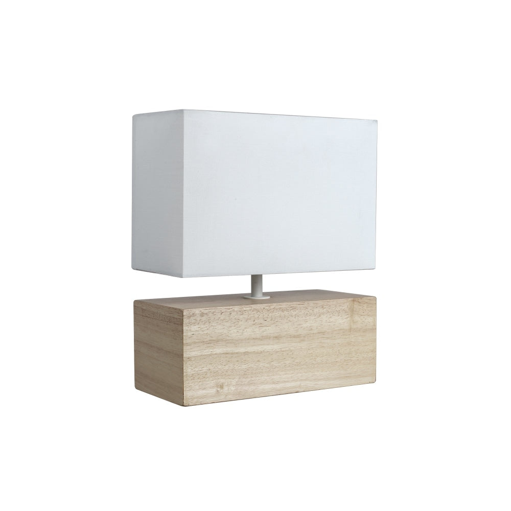 Omega Bright Duo Modern Rectangle Wooden Table Lamp Light Linen Shade - White Fast shipping On sale