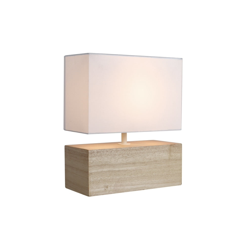 Omega Bright Duo Modern Rectangle Wooden Table Lamp Light Linen Shade - White Fast shipping On sale