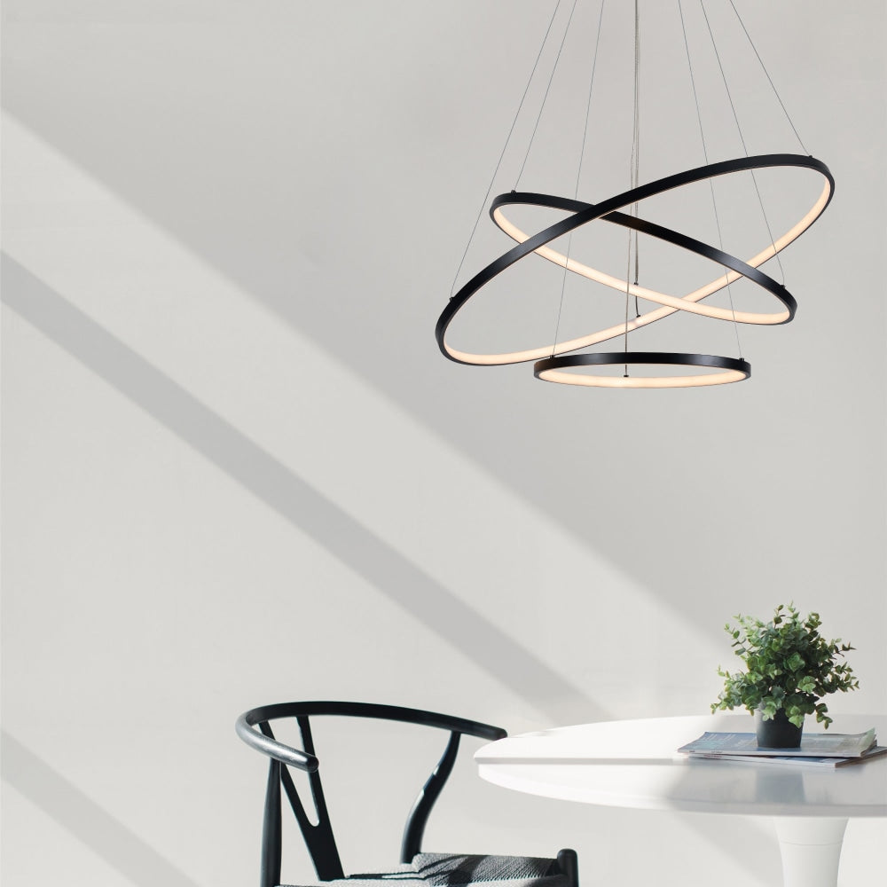 Omega Bright Contemporary Retro Black Hollow Rings Halo LED Pendant Light - Small Lamp Fast shipping On sale