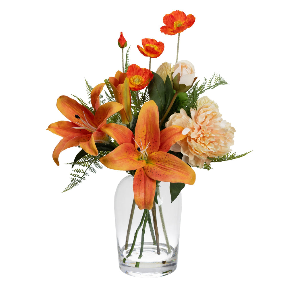 Orange Liliy 48cm Mixed Artificial Plant Flower Arrangement Decorative Fast shipping On sale