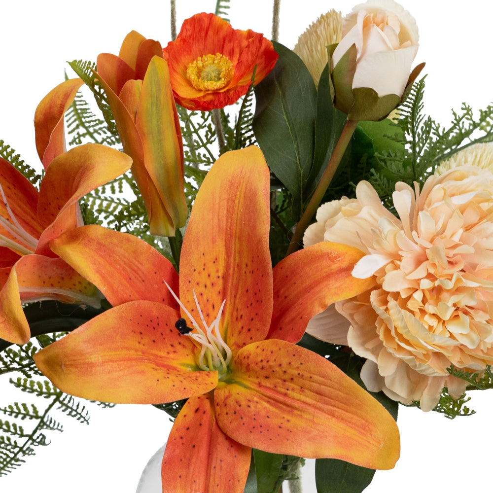 Orange Liliy 48cm Mixed Artificial Plant Flower Arrangement Decorative Fast shipping On sale