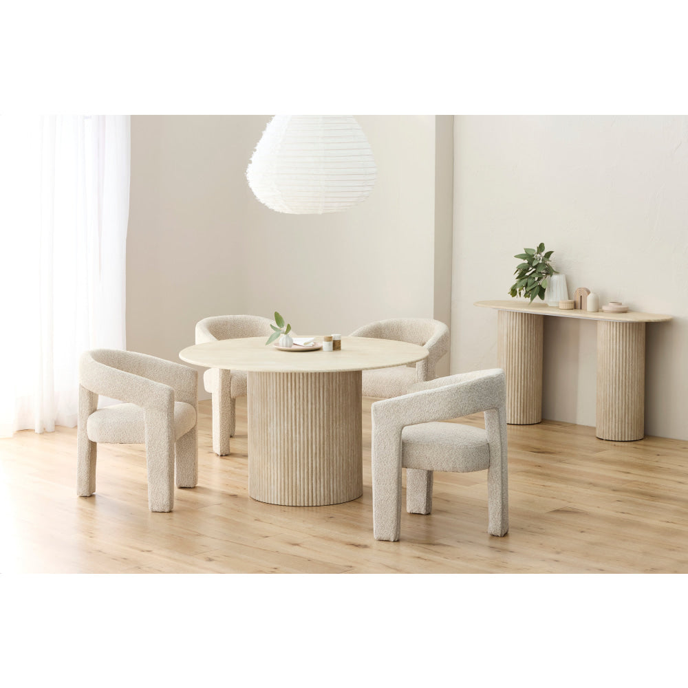 Orazio Faux Marble Wooden Frame Kitchen Dining Table 130cm Travertine Fast shipping On sale