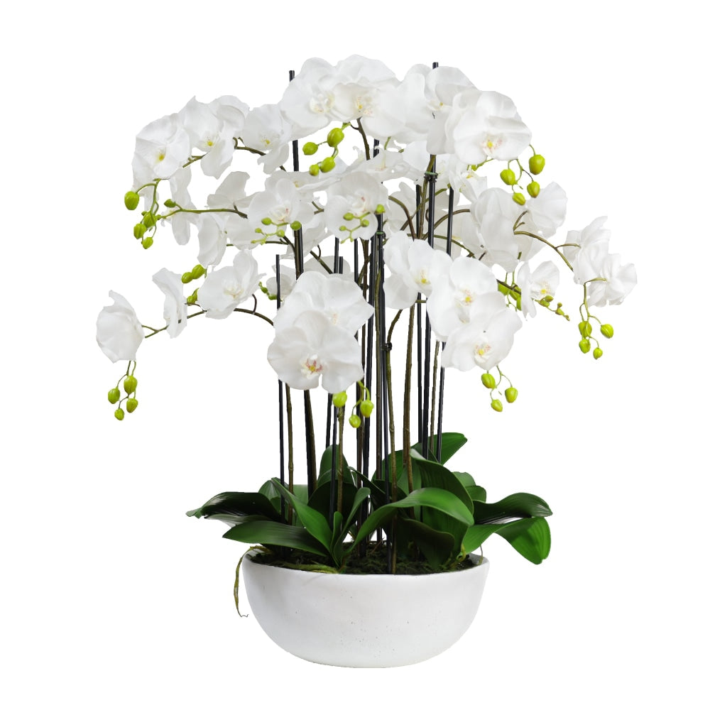 Orchid 90cm Artificial Faux Plant Decorative Arrangement In Ceramic Pot White Fast shipping On sale