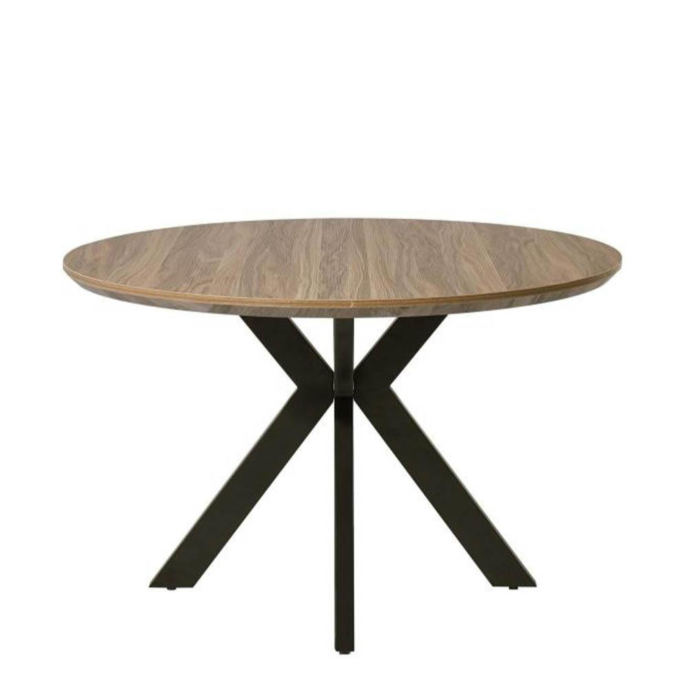 Oriel Round Dining Table 120cm - Black Metal Frame - Oak Sonoma Fast shipping On sale